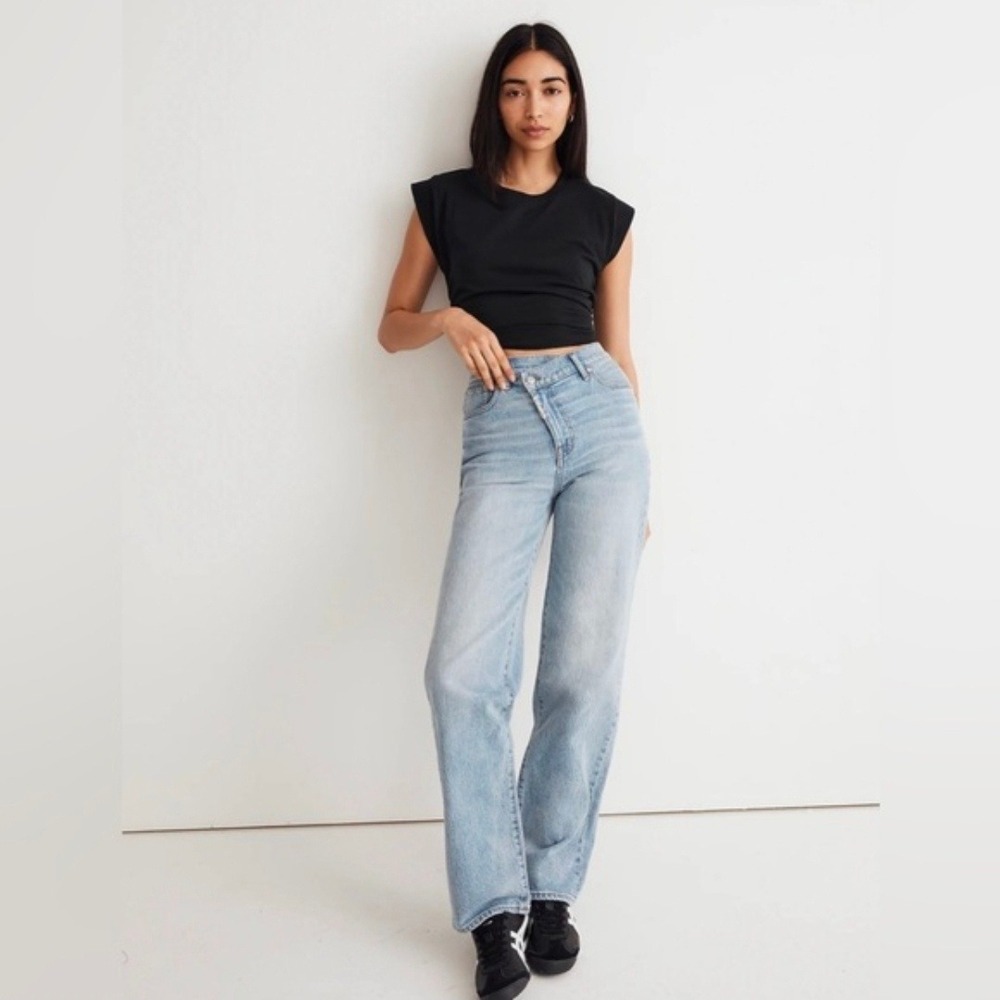 Madewell x Molly Dickspn Crossover Straight Leg Jeans Light Wash Blue Denim  27